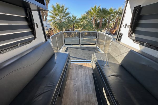 Grey Wolf rear drop patio with gate great for a family of 4 or just two!