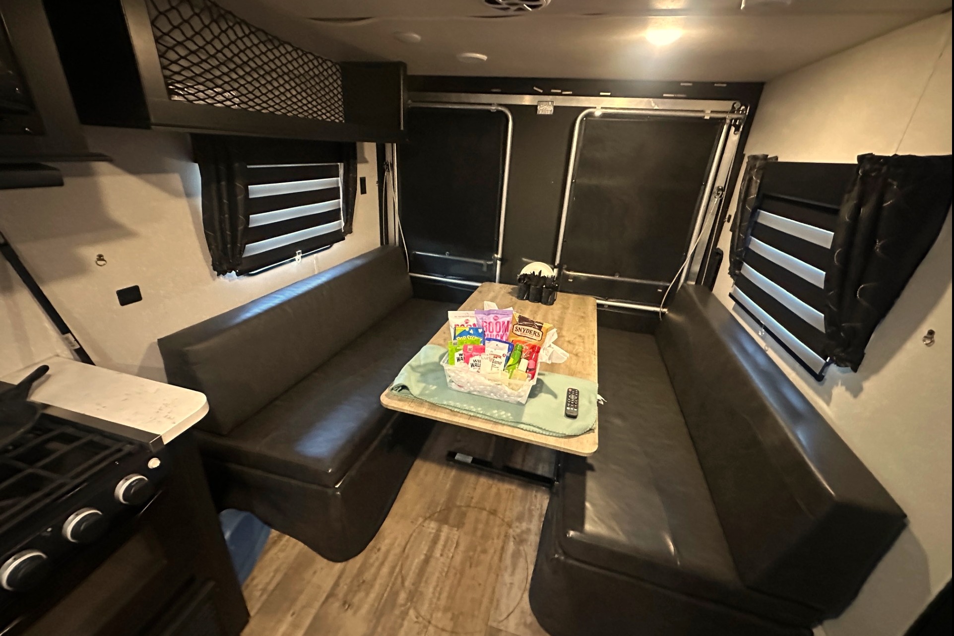 Grey Wolf rear drop patio with gate great for a family of 4 or just two!