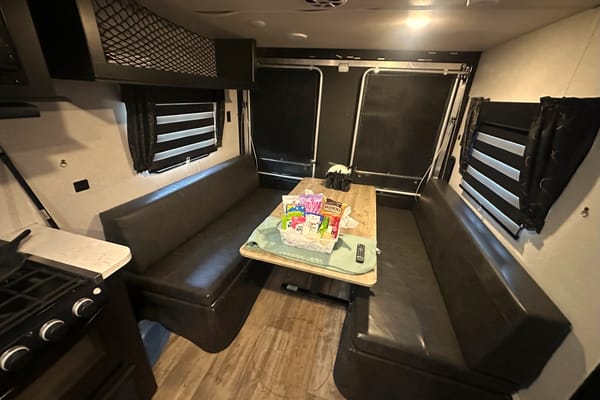 Grey Wolf rear drop patio with gate great for a family of 4 or just two!