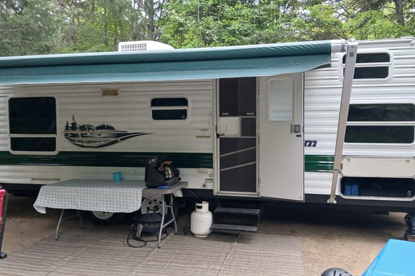 Nikki's cozy, kid friendly, pet friendly trailer.