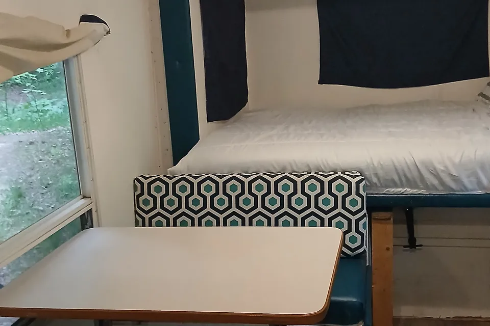 Nikki's cozy, kid friendly, pet friendly trailer. 