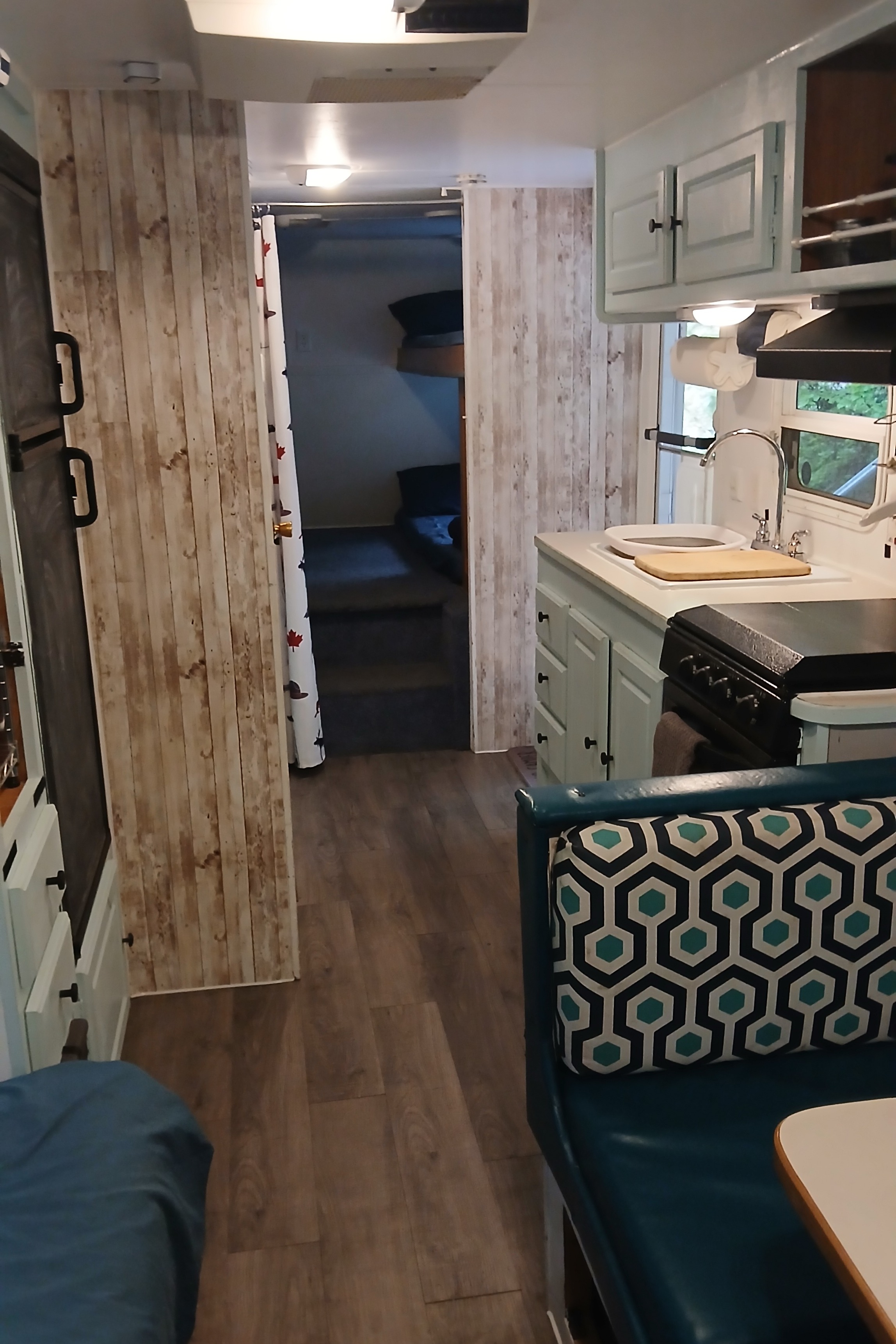 Nikki's cozy, kid friendly, pet friendly trailer. 