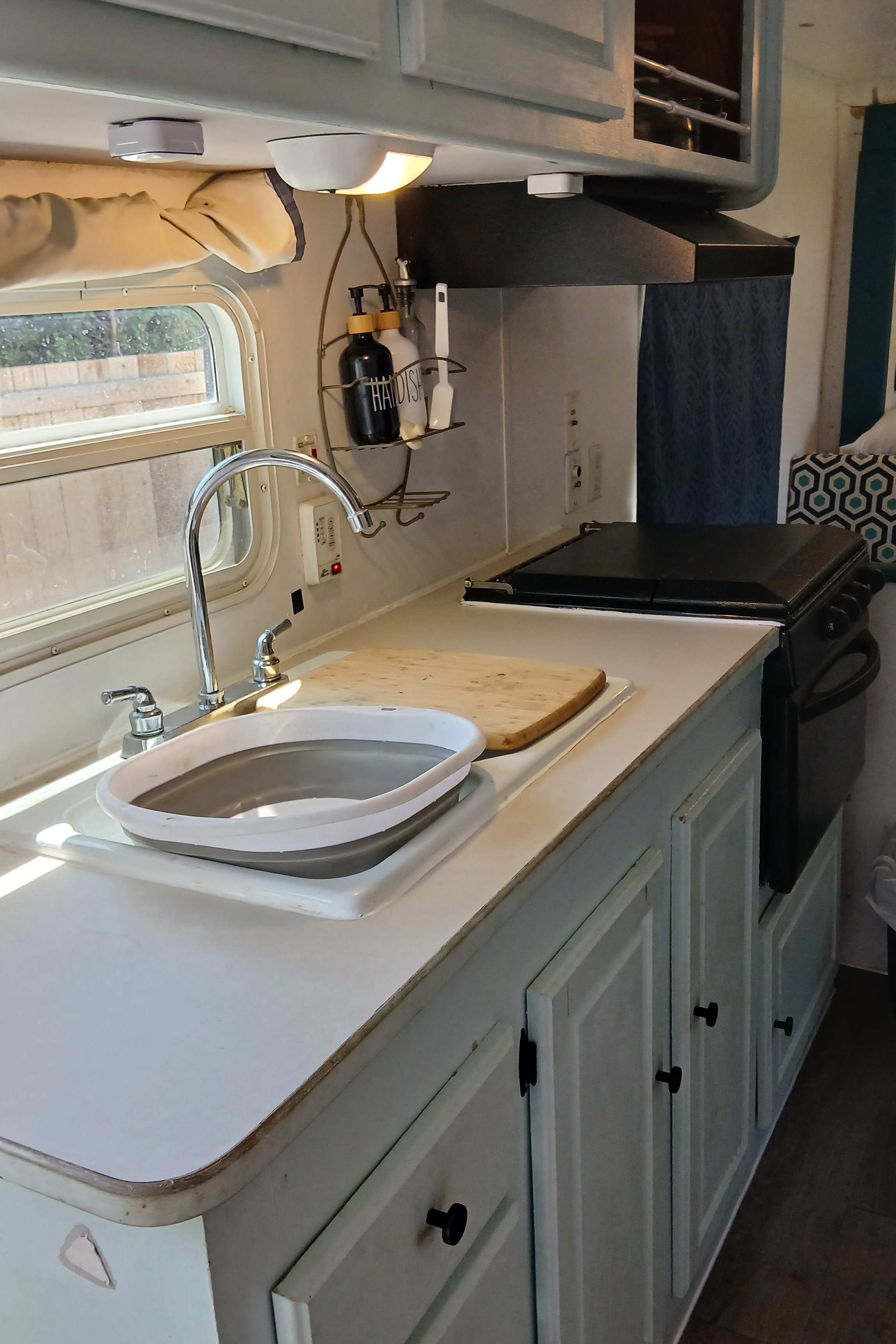 Nikki's cozy, kid friendly, pet friendly trailer. 