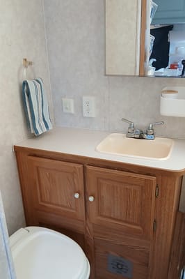 Nikki's cozy, kid friendly, pet friendly trailer.