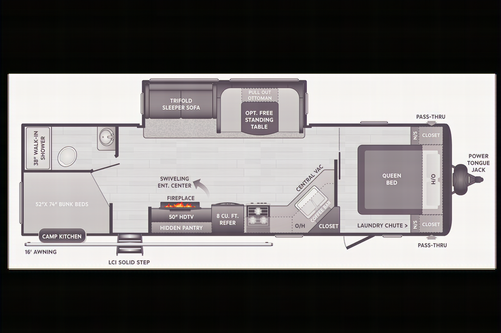 NEW Fully Loaded Keystone Hideout w/ AC, Electric Fireplace, Bunk House & Central Vacuum
