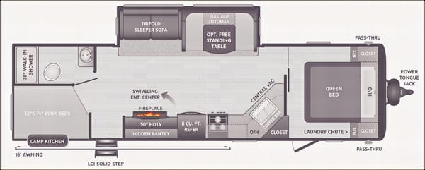 NEW Fully Loaded Keystone Hideout w/ AC, Electric Fireplace, Bunk House & Central Vacuum
