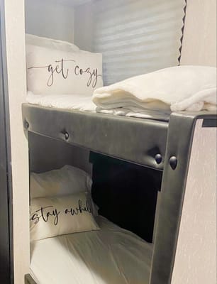 Get cozy and stay awhile, home away from home.