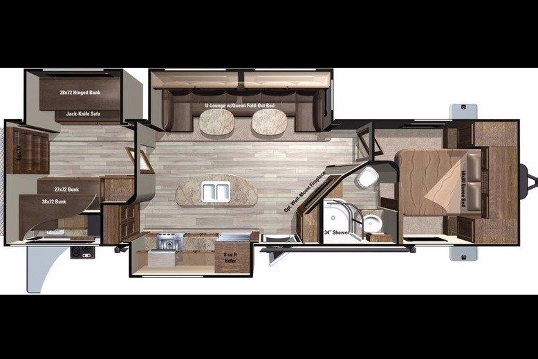 Adventure Awaits Open Range 308BHS Bunkhouse Series Travel Trailer