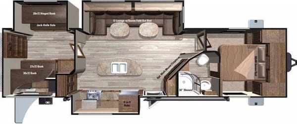 Adventure Awaits Open Range 308BHS Bunkhouse Series Travel Trailer