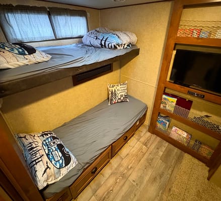 Adventure Awaits Open Range 308BHS Bunkhouse Series Travel Trailer