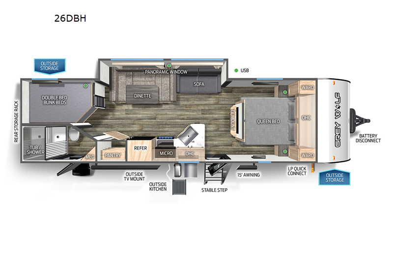 The Wolf 26DBH Travel Trailer