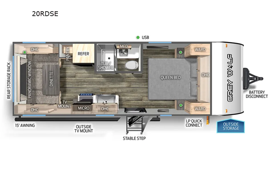 WanderLux 2025 Grey Wolf 20RDSE Travel Trailer