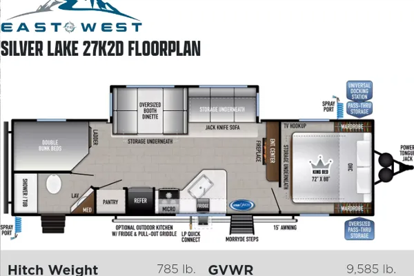 Silver Lake 1 w/Bunks: Delivery Available ($85):No Prep Fee: Equipped