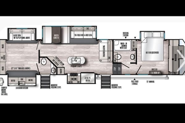 Camp with Comfort Forest River Sandpiper 384QB0K Fifth Wheel