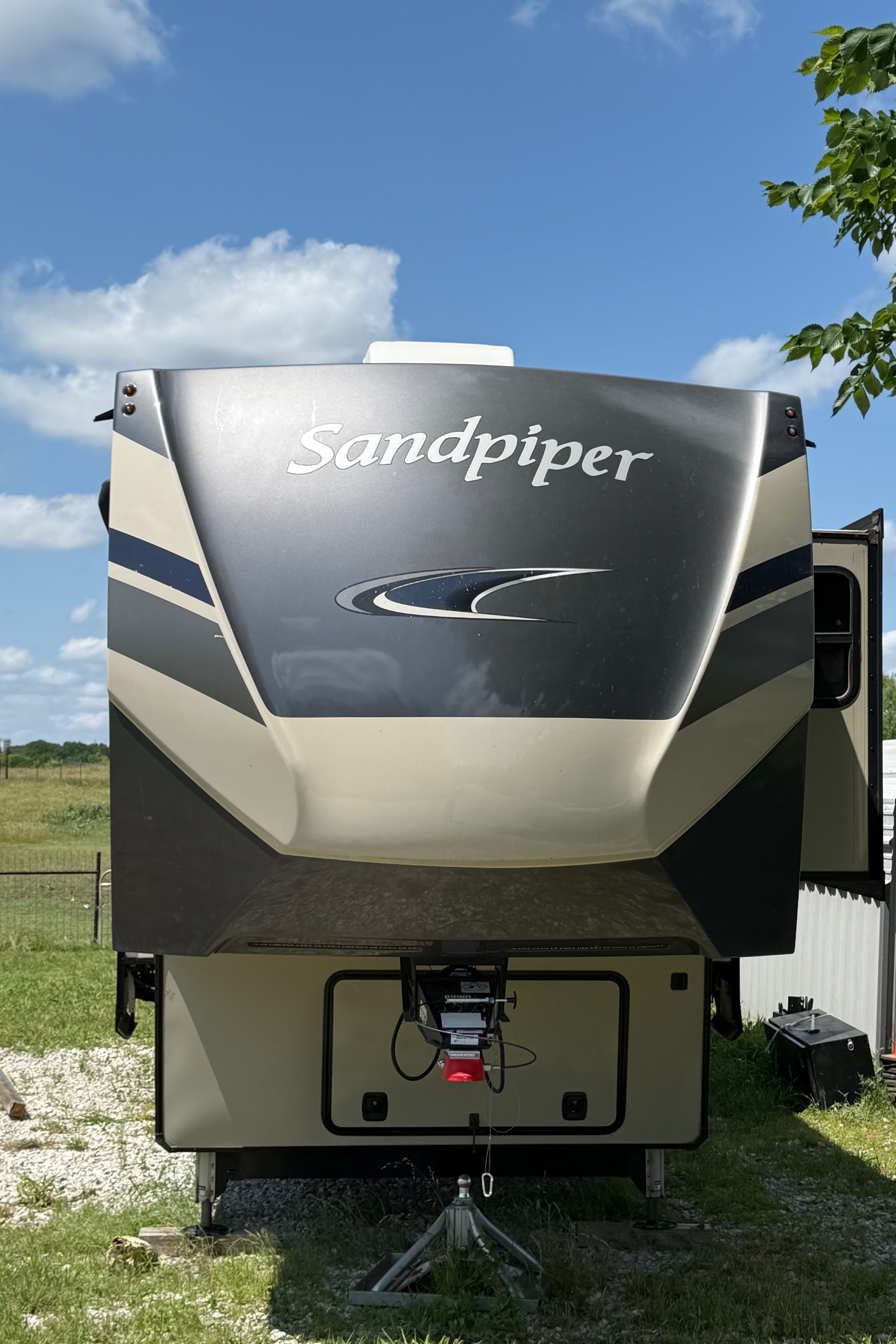 Camp with Comfort  Forest River Sandpiper 384QB0K Fifth Wheel