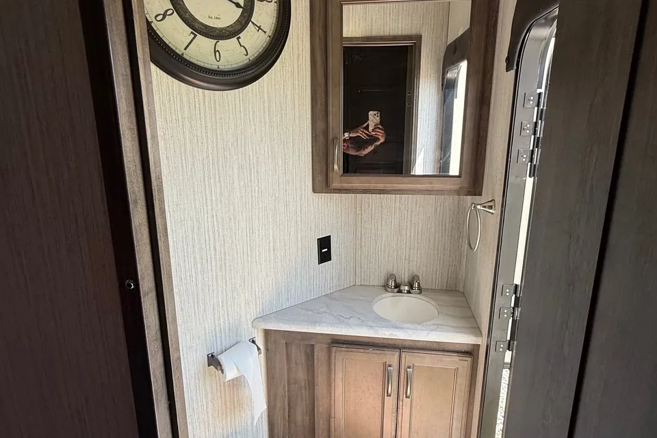 Camp with Comfort  Forest River Sandpiper 384QB0K Fifth Wheel