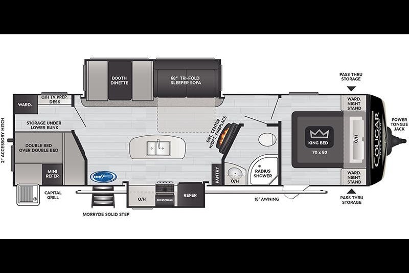 Half ton and family friendly Keystone Cougar 31 BHKWE Travel Trailer