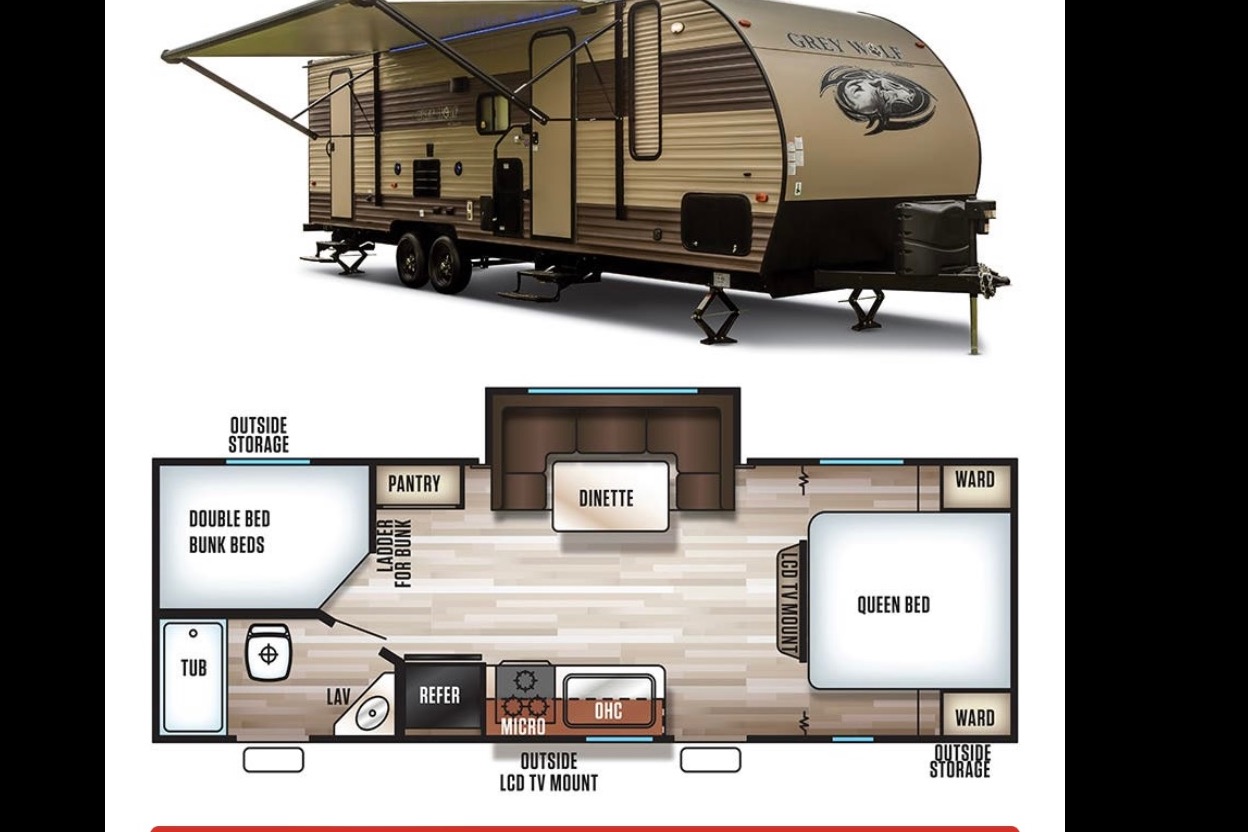 Jessica's Grey wolf  Trailer with double bunk, 1 slide