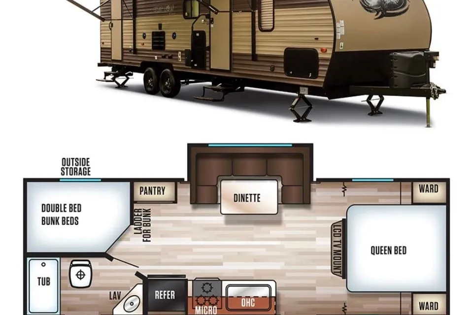 Jessica's Grey wolf  Trailer with double bunk, 1 slide