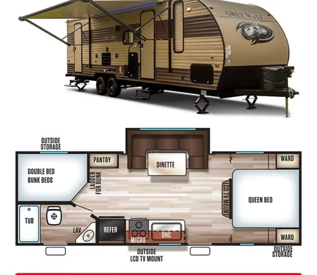 Jessica's Grey wolf Trailer with double bunk, 1 slide
