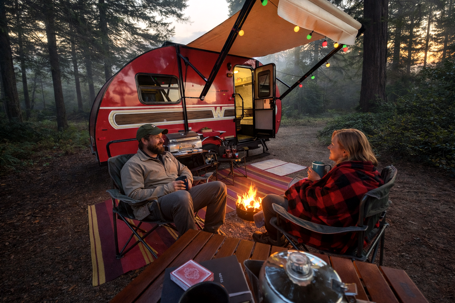 Cozy Red Winnie Drop • Not your typical travel trailer