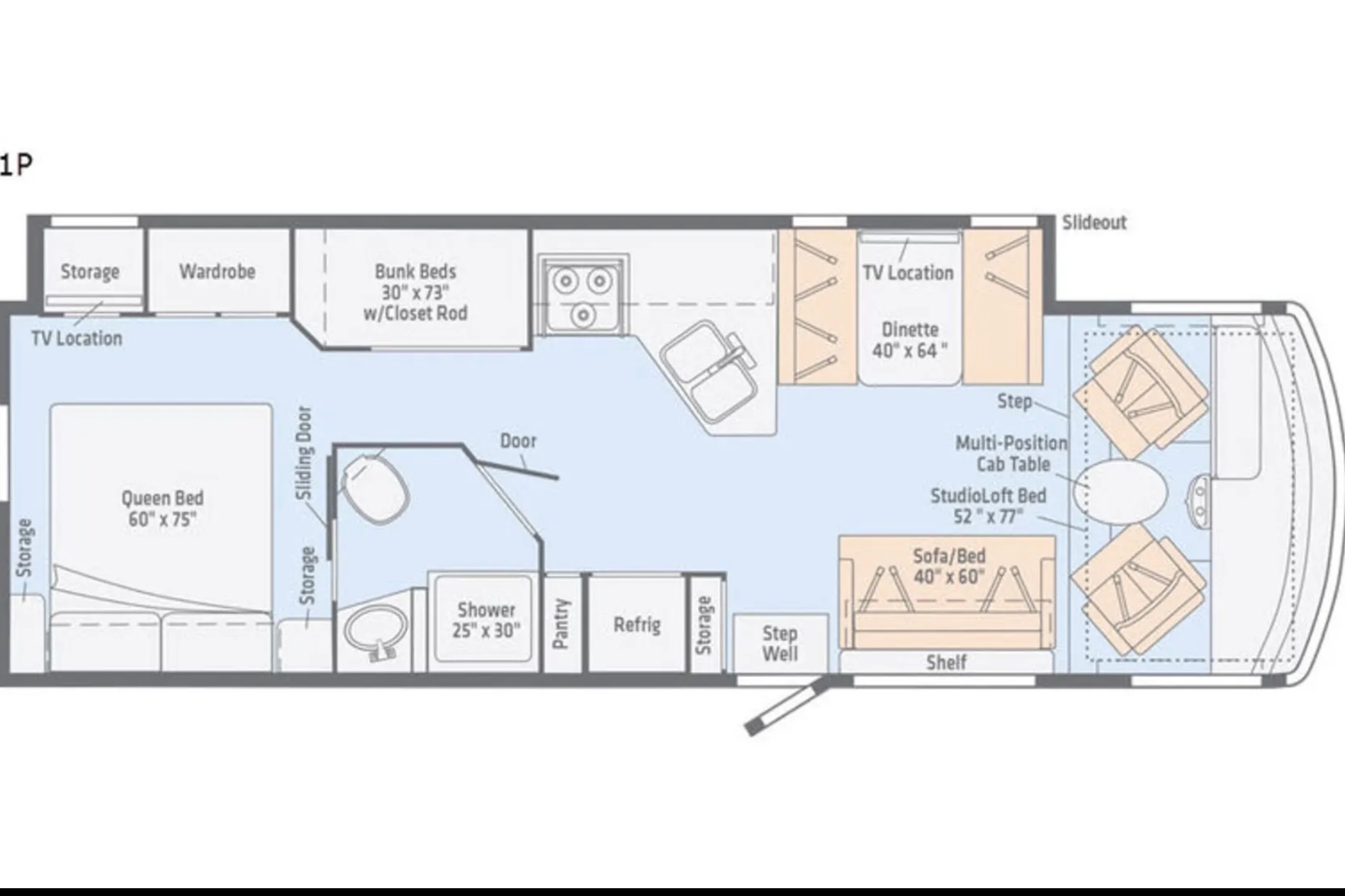 31 foot class A great for group travel or family’s with kids