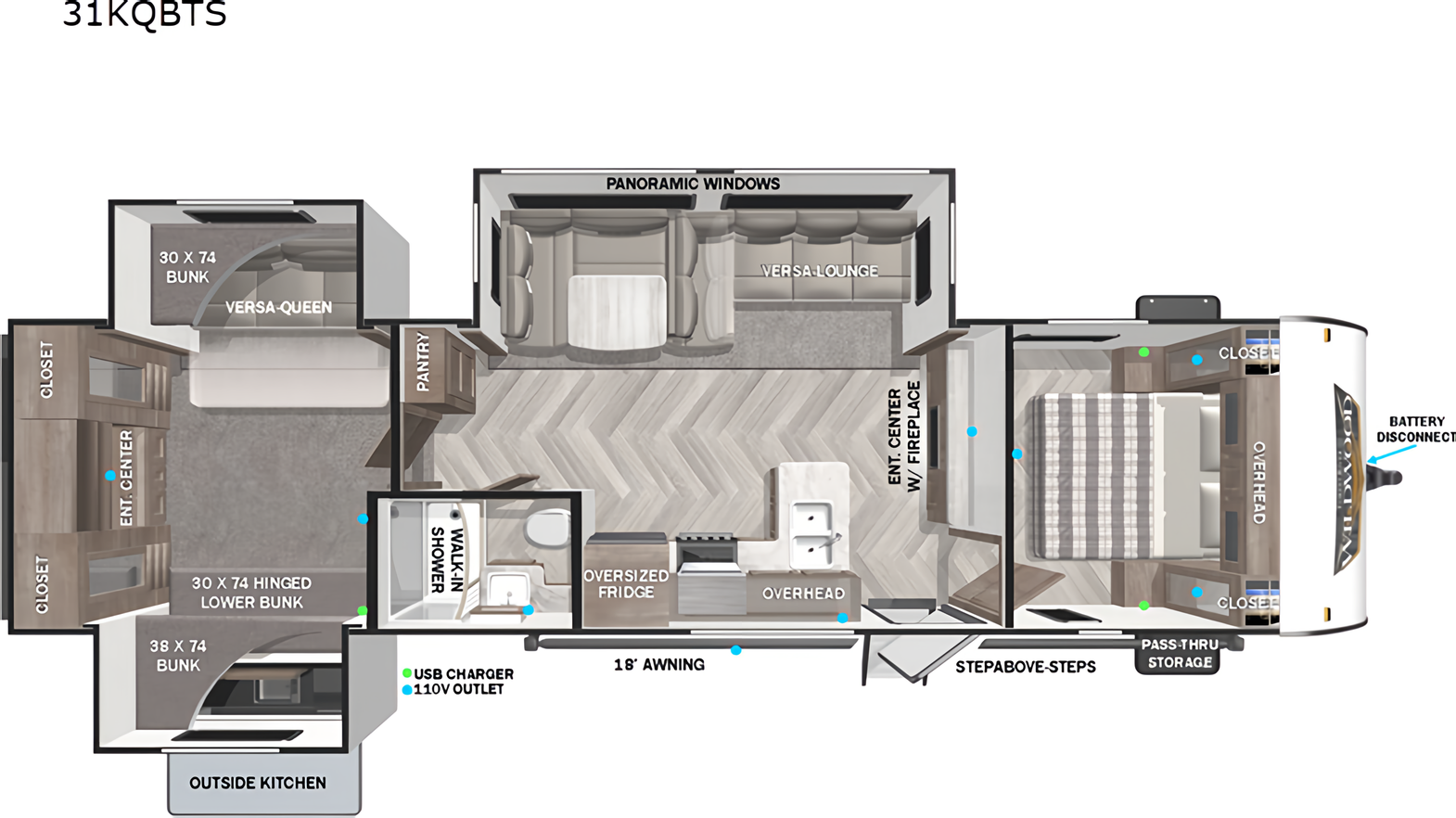 2022 Forest River Wildwood Bunkhouse Outdoor Kitchen