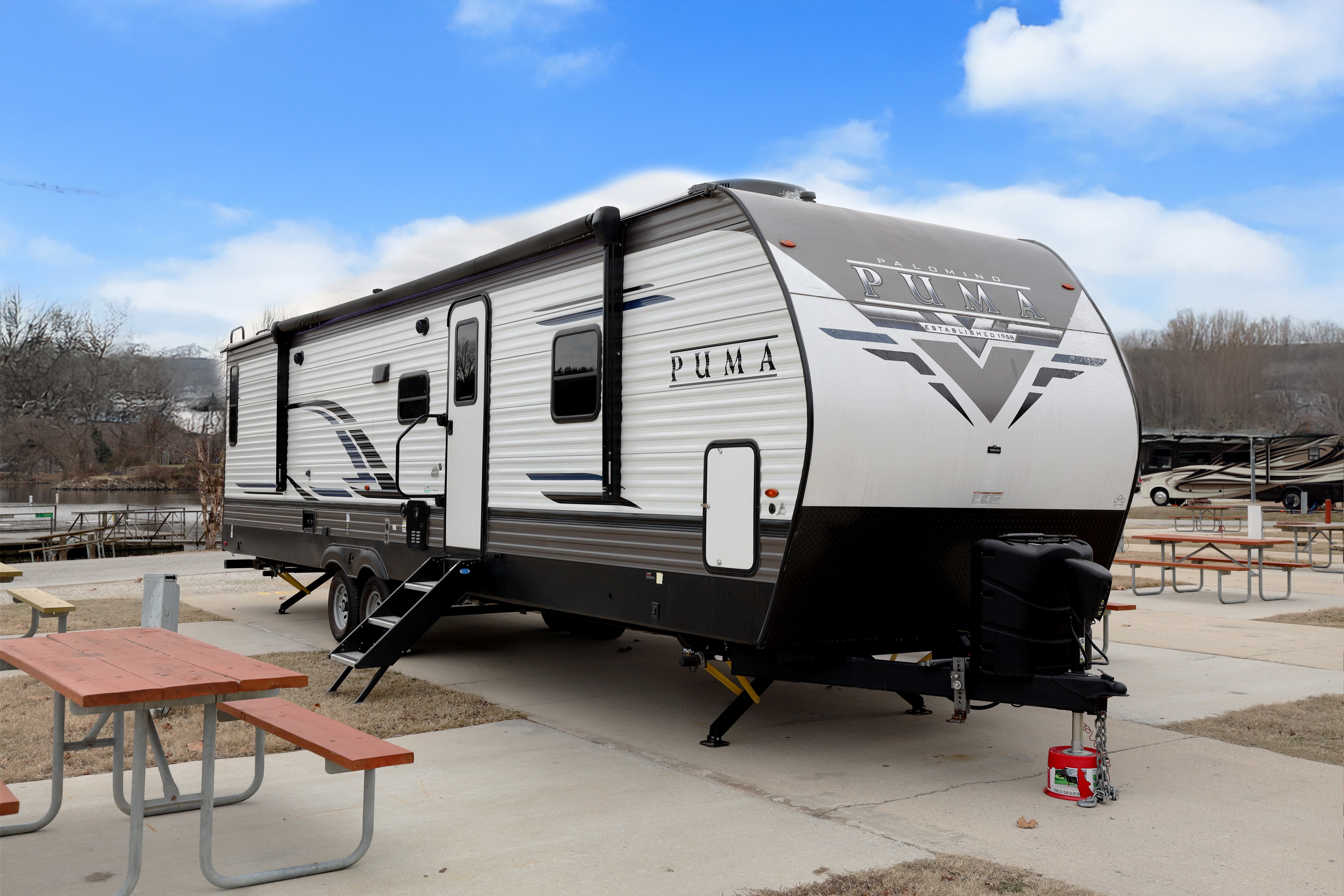 Say hello to "Gratitude"! Our 22 Palomino Puma 32RBF 2-QUEEN! Located near Table Rock Lake, Branson Missouri & Lake Of The Ozarks