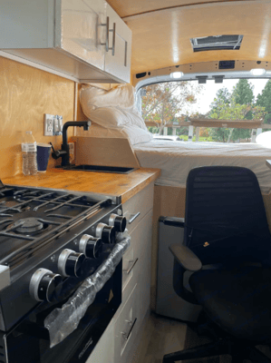 All-Electric 2023 Ford Camper van with Wifi, Office & Comforts!