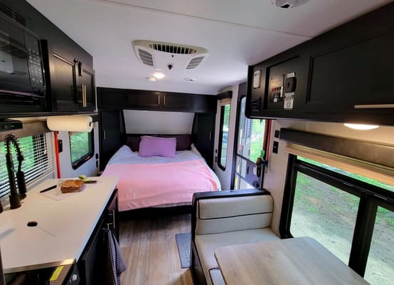 Leigh and Kenzie's Forest River Cherokee Wolf Pup 16FQBL Travel Trailer