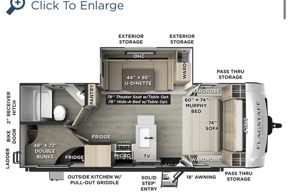 Like New Family Bunkhouse. Solar, Big Battery, Outdoor Grill & Free Extra