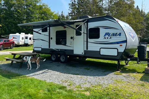 Modern family friendly travel trailer.