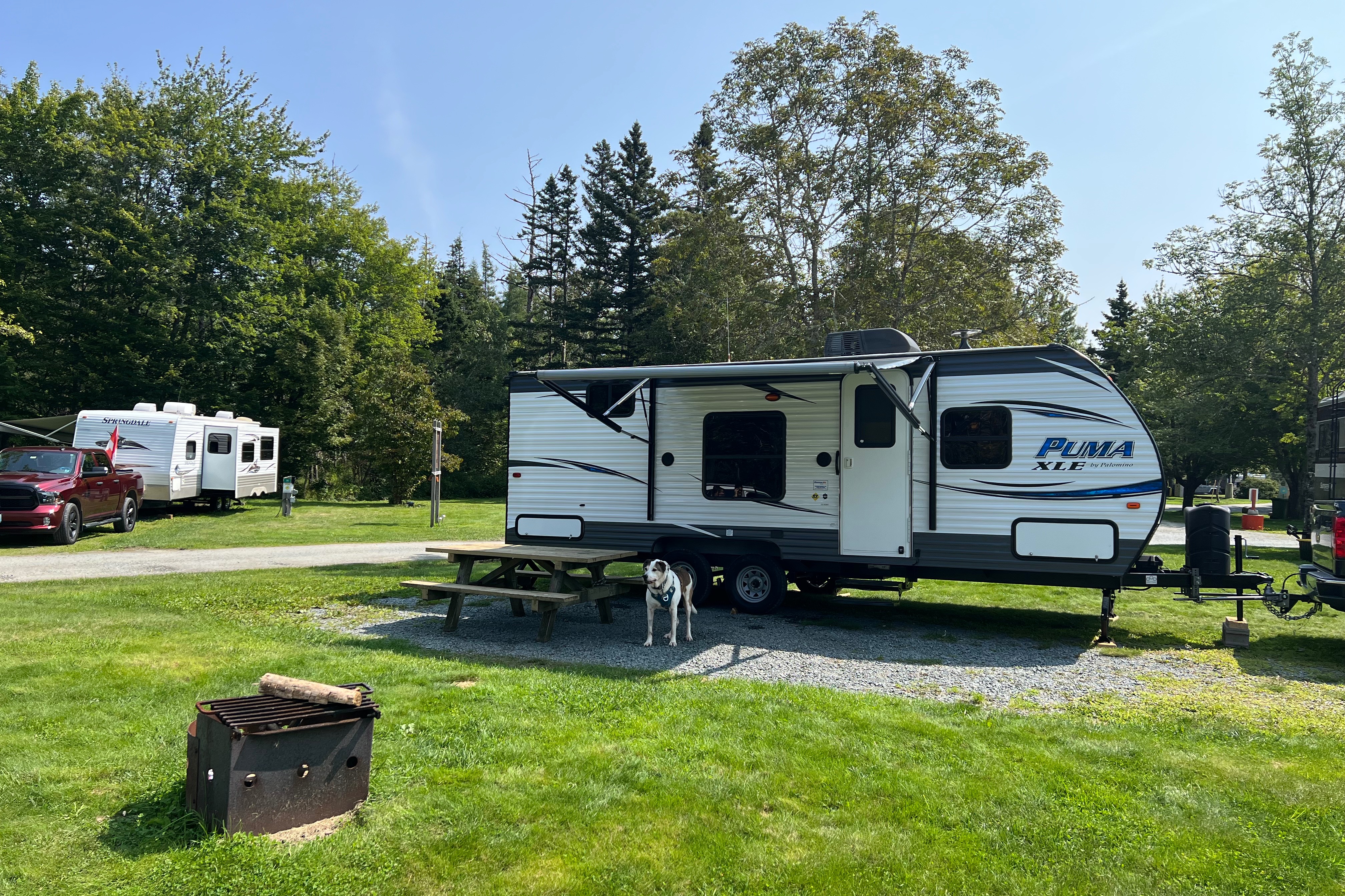 Modern family friendly travel trailer.