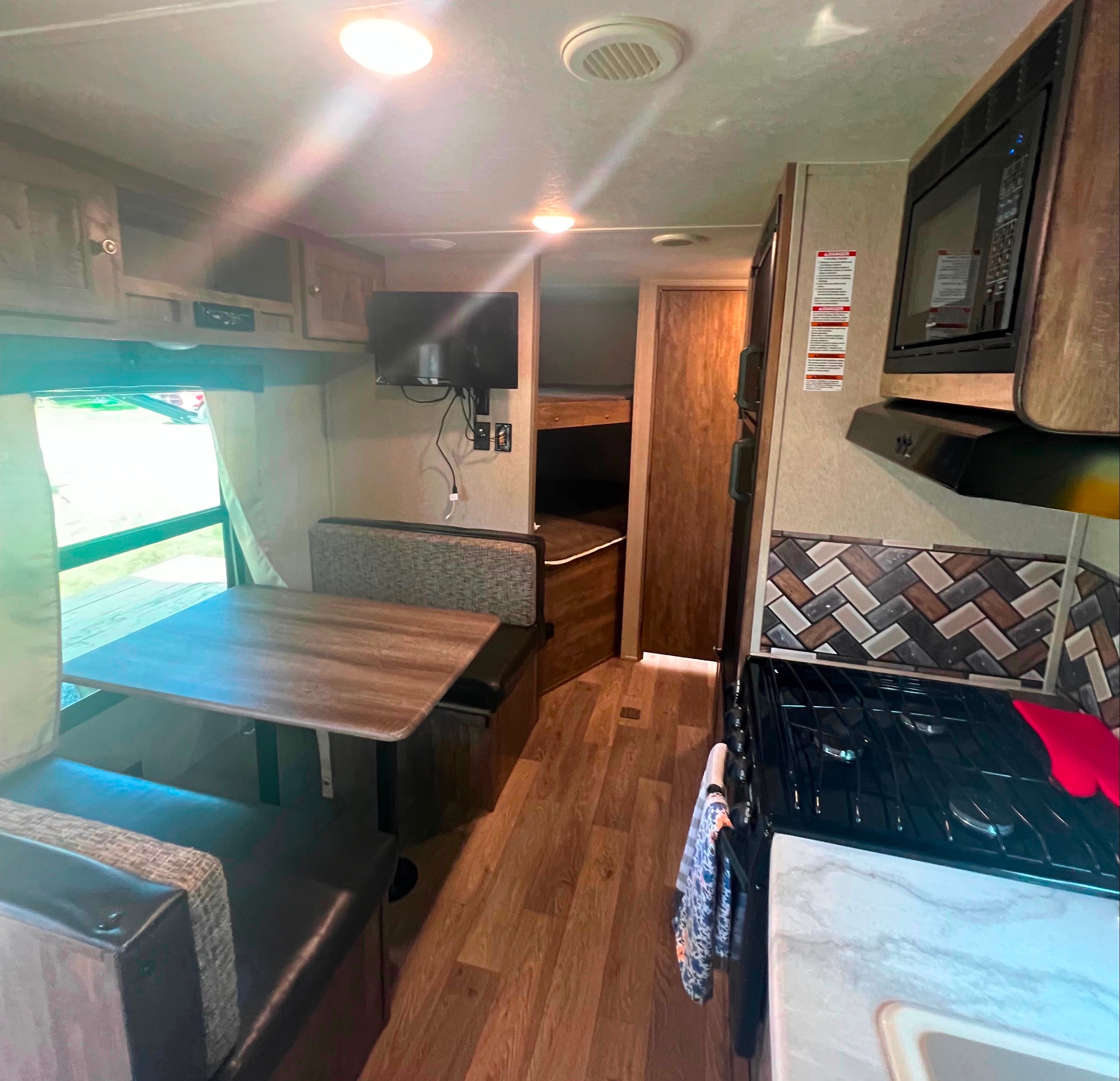 Modern family friendly travel trailer.