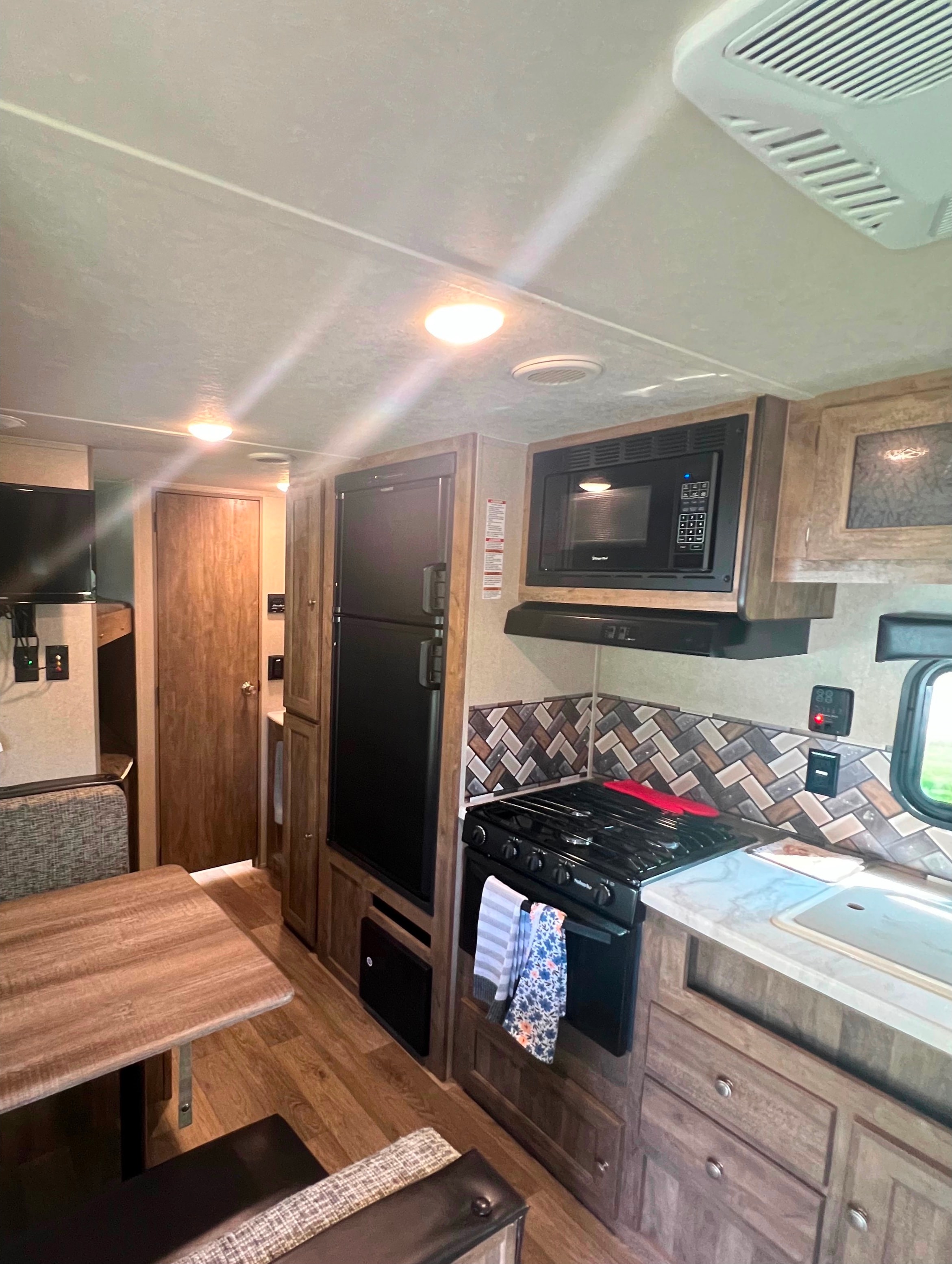 Modern family friendly travel trailer.