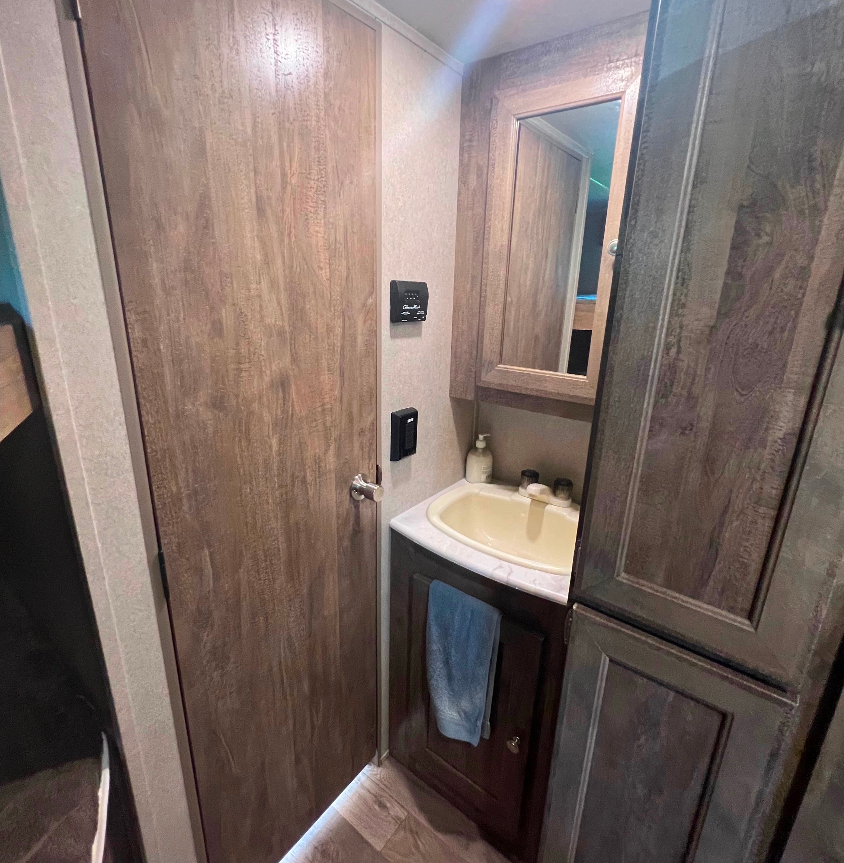 Modern family friendly travel trailer.