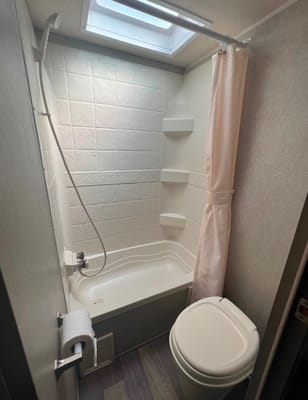 Modern family friendly travel trailer.