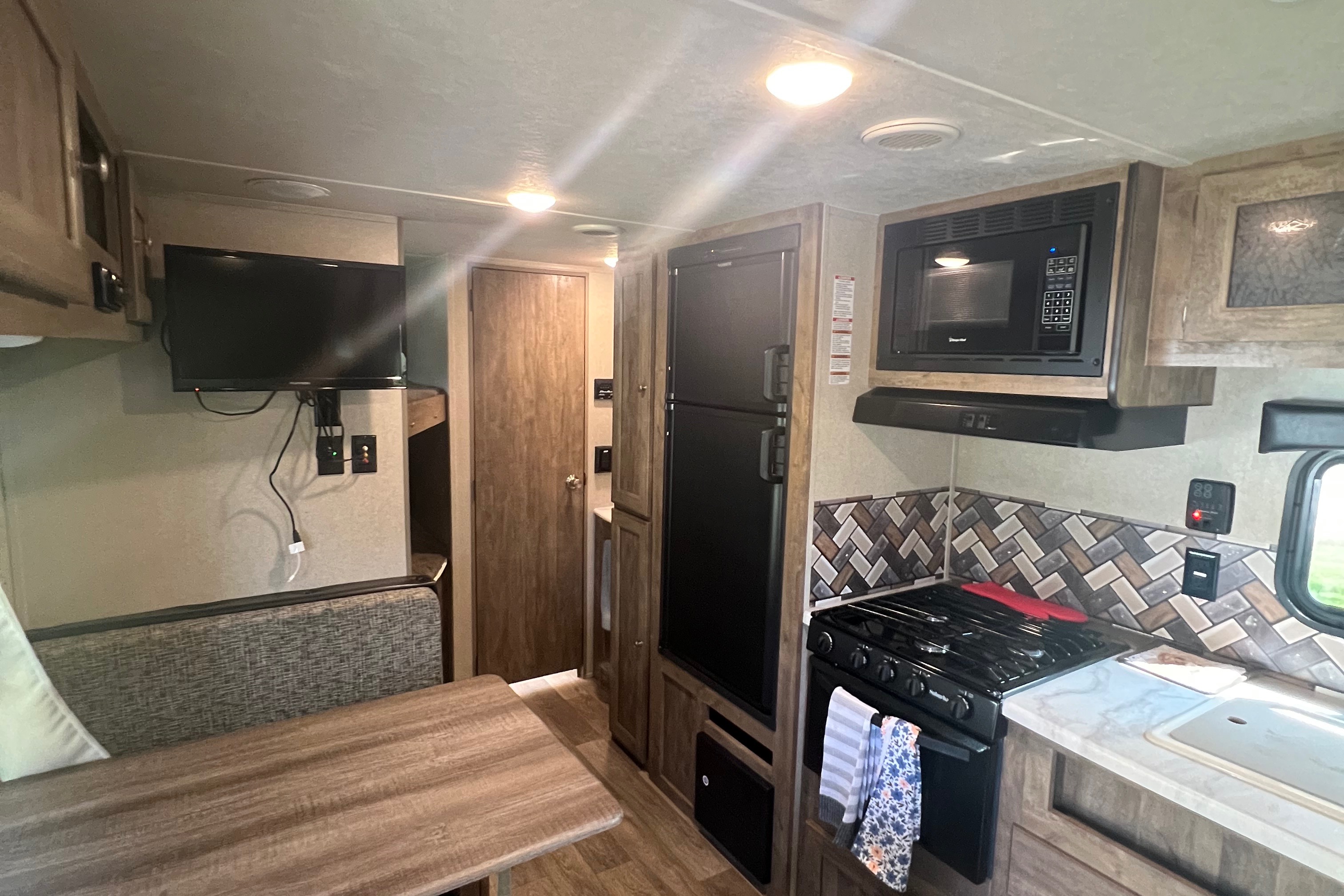 Modern family friendly travel trailer.