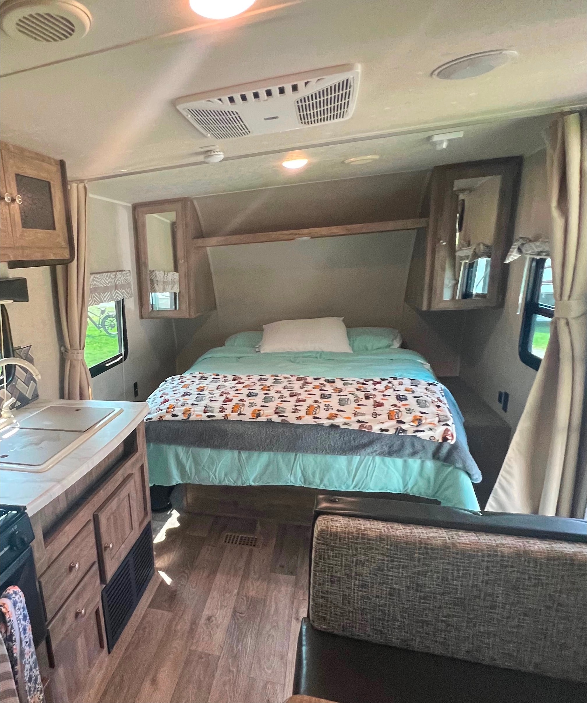 Modern family friendly travel trailer.