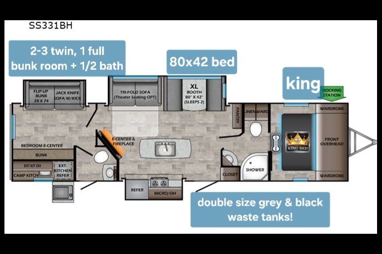 Expedition- 38 ft 2 Bedroom 1.5 bath Luxury 4 season Loaded Travel Trailer