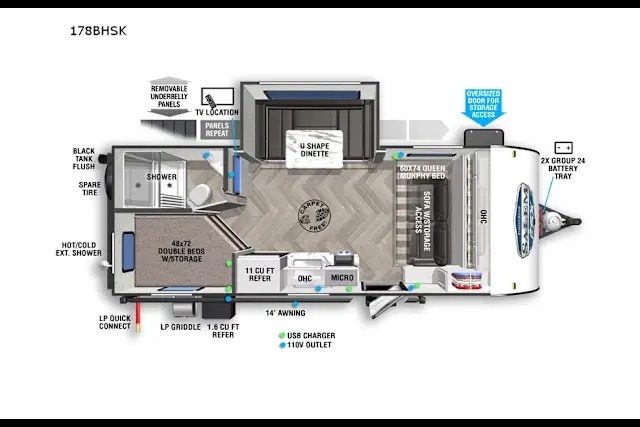 Kinch's Family Travel Trailer  Forest River Salem FSX178BHSK 