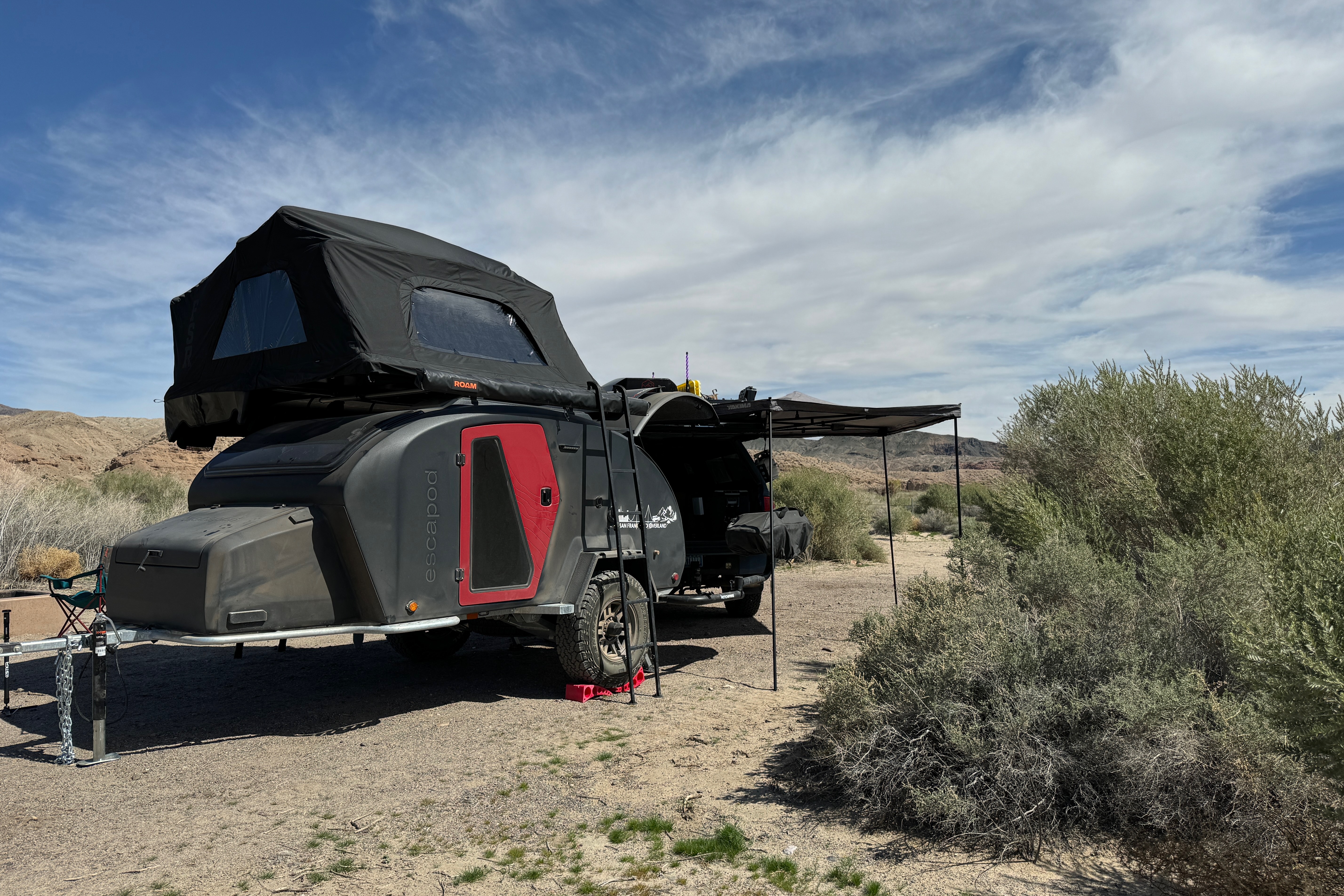Lucy, our 2024 Escapod Voyager TOPO2 w/ FSR Premium Hybrid Roof Top Tent