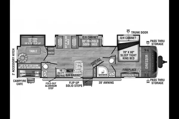 RV with Bunk Room: Bath and Half: Delivery Only ($85) No Prep Fee: Equipped