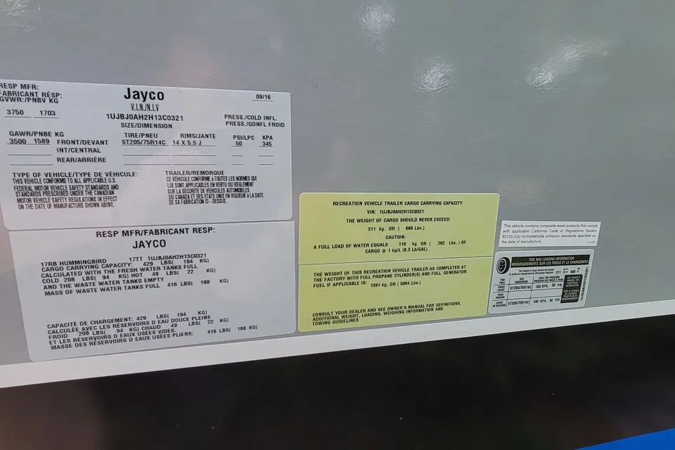 William's Jayco 2017 Hummingbird 2017RB Travel Trailer