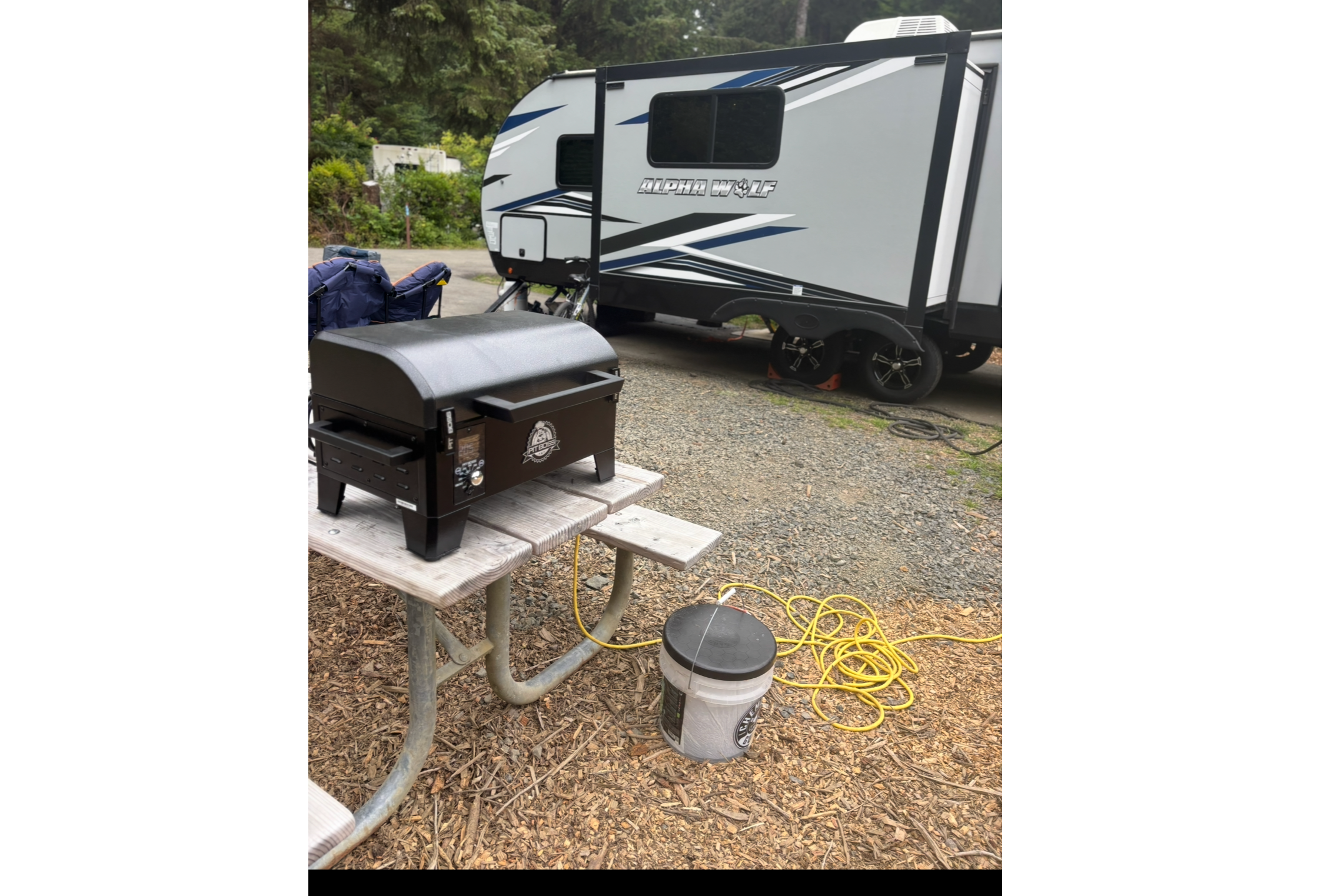 Custom stabilizers for “no rocking” while leveled Bunkhouse Trailer fully furnished and delivered