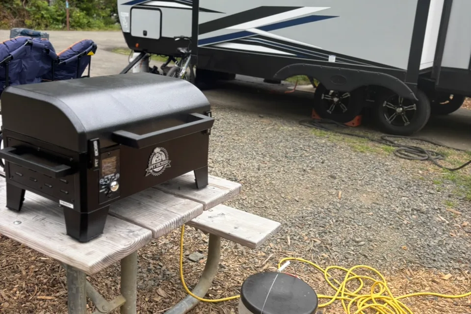 Custom stabilizers for “no rocking” while leveled Bunkhouse Trailer fully furnished and delivered