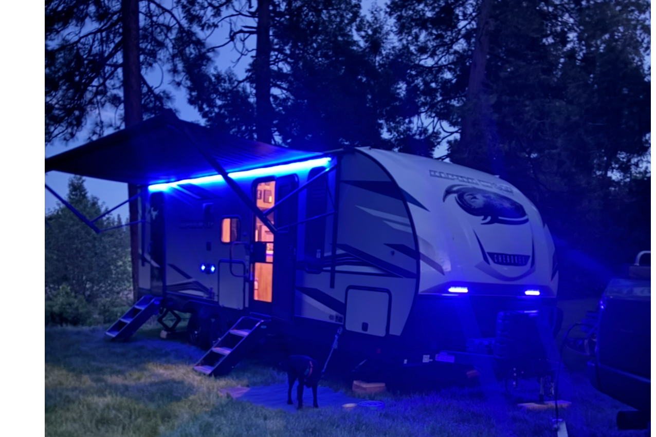 Custom stabilizers for “no rocking” while leveled Bunkhouse Trailer fully furnished and delivered