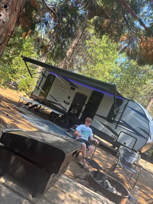 Custom stabilizers for “no rocking” while leveled Bunkhouse Trailer fully furnished and delivered