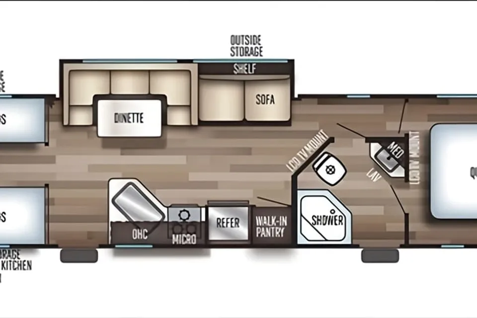 Blue Haven Bunk House Outside Kitchenette  Forest River Te29 Travel Trailer