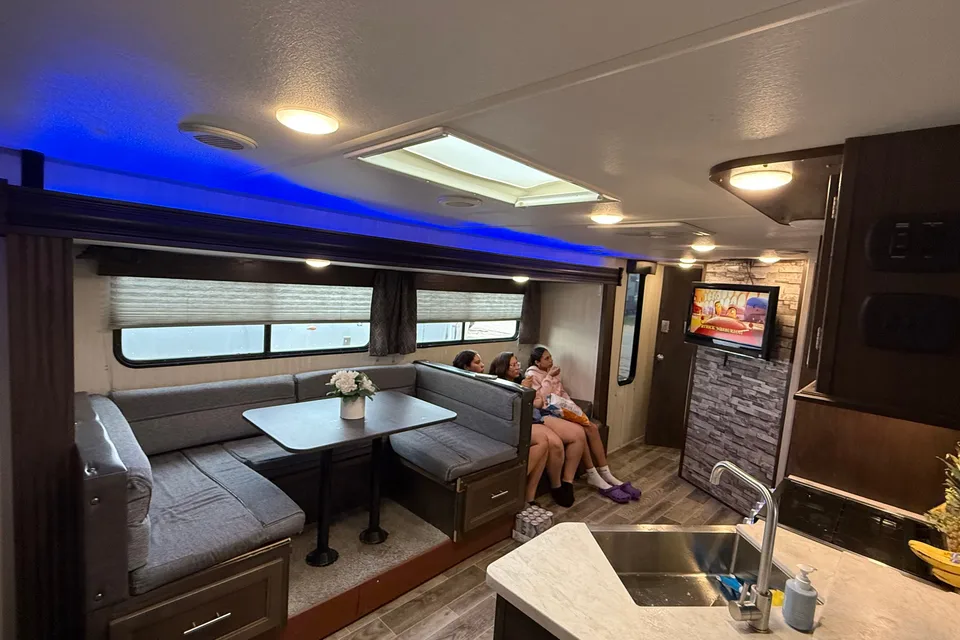 Blue Haven Bunk House Outside Kitchenette  Forest River Te29 Travel Trailer
